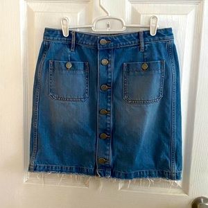 LOFT denim skirt with frayed edges